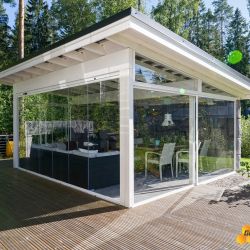 abri de jardin - rideaux de verre